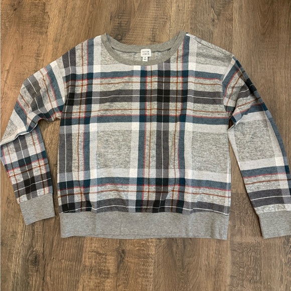 Evereve Tops - Peyton Jensen dressy crewneck sweatshirt plaid